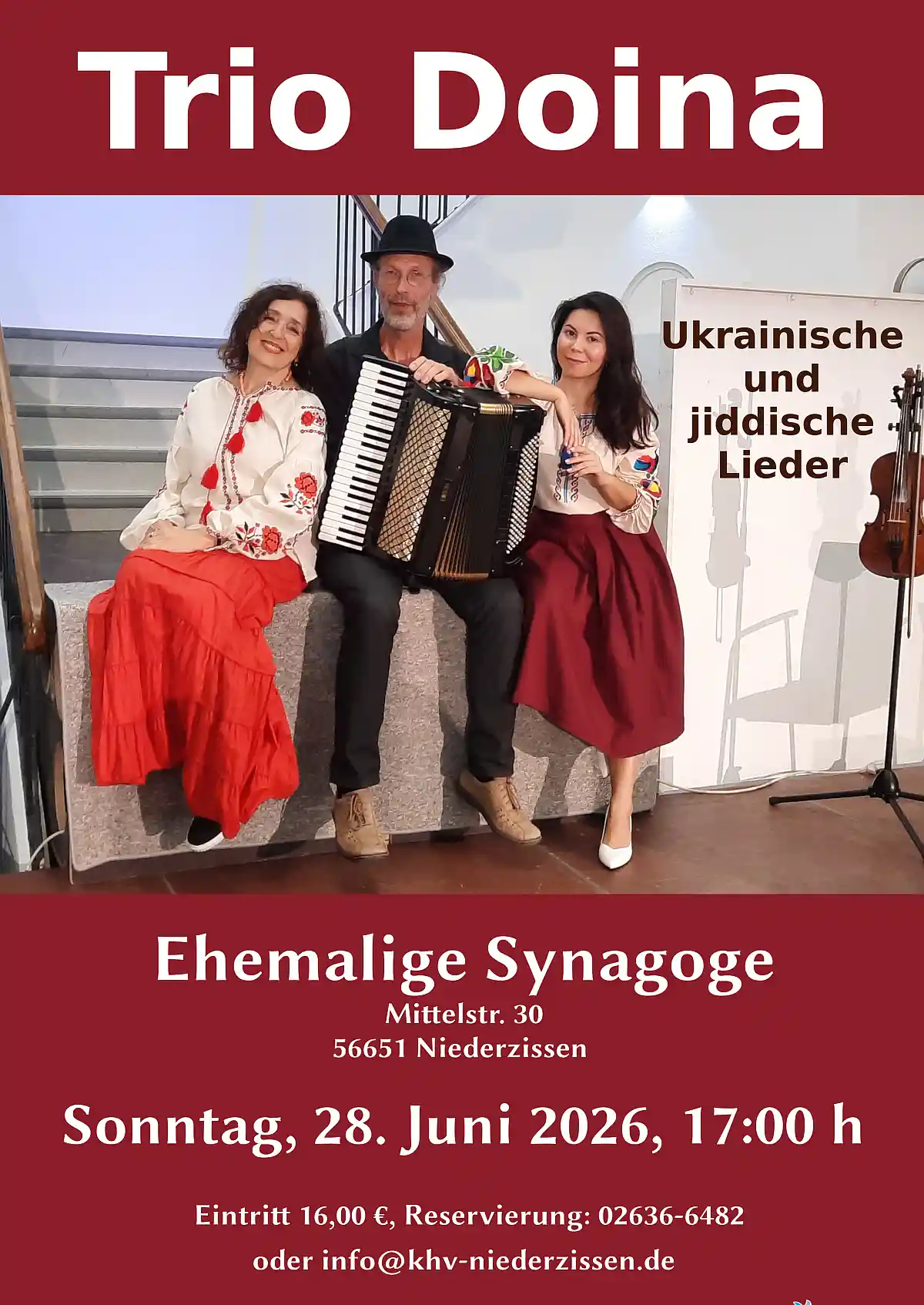 Jiddische und ukrainische Lieder mit dem Trio Doina in Niederzissen