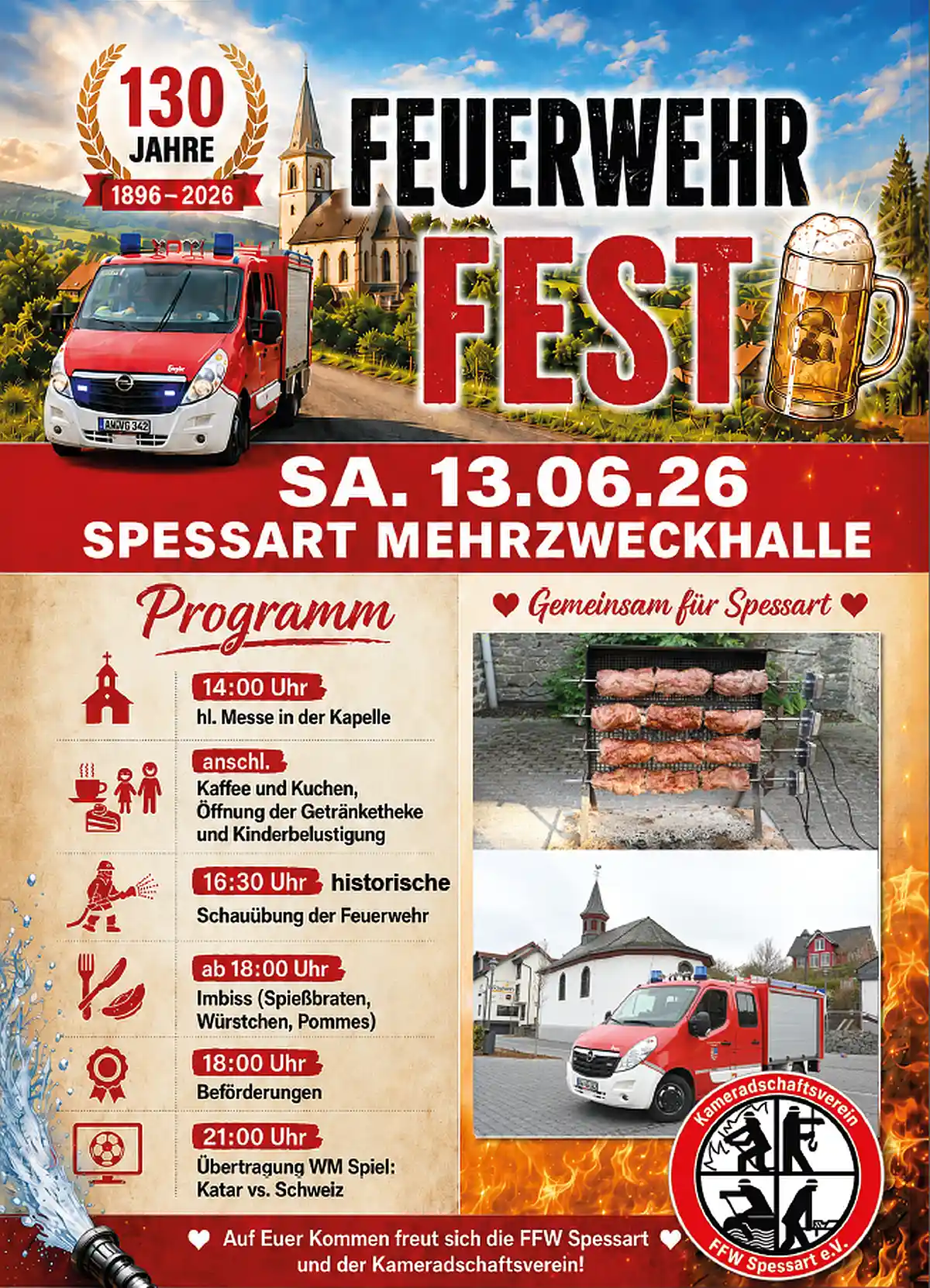 Feuerwehr Spessart feiert 130-jähriges Bestehen Feuerwehr Spessart feiert 130-jähriges Bestehen